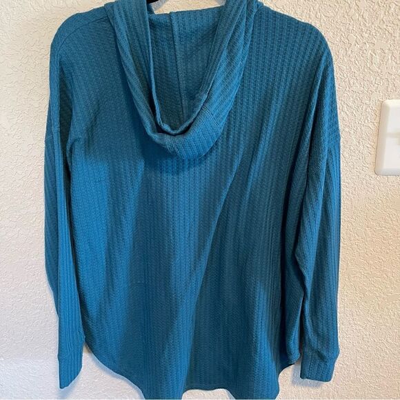 Chaser- Ladies' Waffle Knit Thermal Hoodie Sea Foam, Size Large - Picture 10 of 13